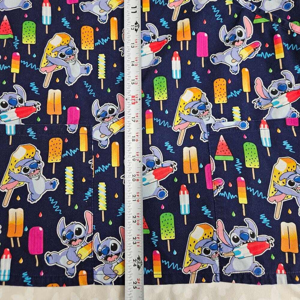 Disney Stitch Popsicle Ice Cream Scrub Top Women's Small Blue Cotton Cartoon Fun - Picture 9 of 9